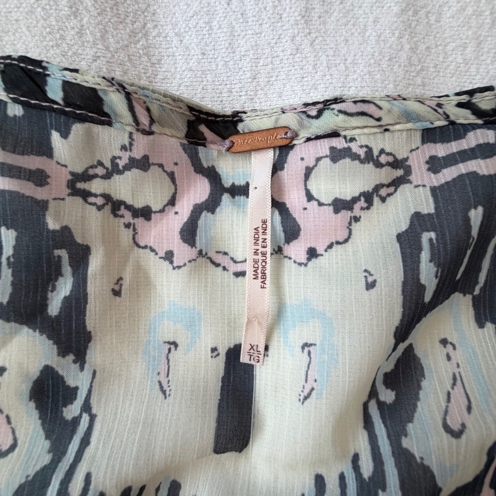 Free People Lavender Sky Combo Mixed Print Hook Eye Crop Boho Top Women's XL - Picture 9 of 9
